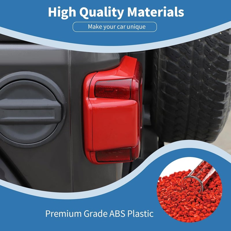 PDKLIN for Jeep JL Tail Light Cover Trim Panel for Jeep Wrangler JL JLU 2018-Present Red Exterior Accessories 6pcs - Image 3